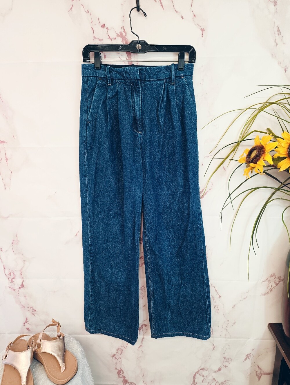 Abercrombie & Fitch Pleated Trouser Wide Leg Jeans Women's 26 High Rise - Picture 3 of 6